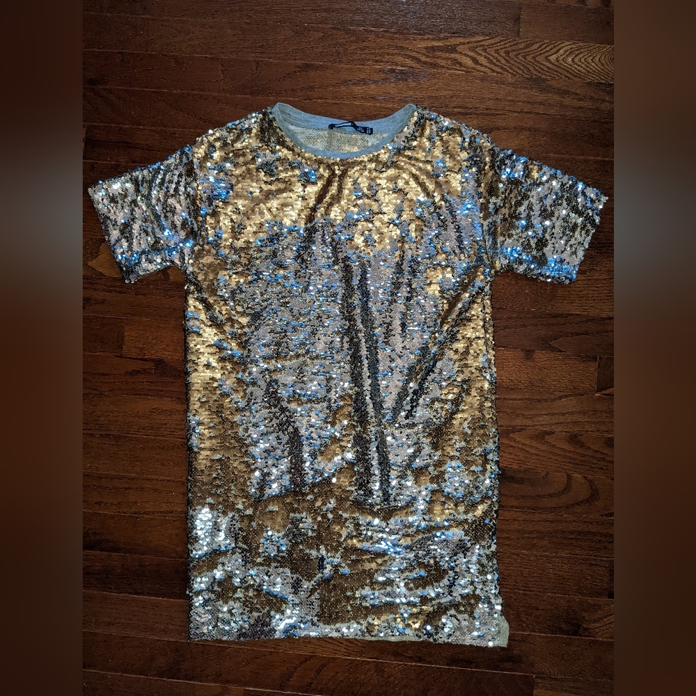 SILVER GOLD SEQUIN BERSHKA DRESS